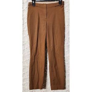 Massimo Dutti Women's‎ Suit Trousers Size 27 Brown Cotton Straight Dress Pants
